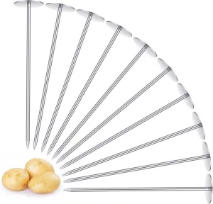 12 Pcs Potato Baking Baked Nails, Stainless Steel Potato Baking Rods Gadgets Heating Core Grill Spikes Tools and Accessories for Kitchen, Silver