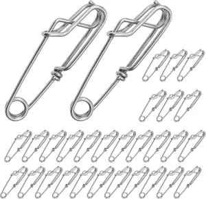 30Pcs Longline Clip, 18x60mm Long Line Snapper Tool Connectors For Fishing Trotline Decoy Minnow Tuna Catfishing Crabbing Lure Trap, Stainless Steel Duo Quick Connect Lock Equipment Downrigger Release