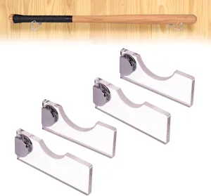 Acrylic Baseball Bat HolderWall Mount Horizontal Baseball Bat Display Rack Hanger,2 Sets, Fits to 2-5/8??BarrelCrystal TextureClear Transparent Acrylic