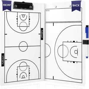 Double-Sided Basketball Coaching Clipboard & Dry Erase Whiteboard for Coaches | Built-in Marker Holder & Sturdy Pro Markers | Portable Durable Tactical Board for Court Training