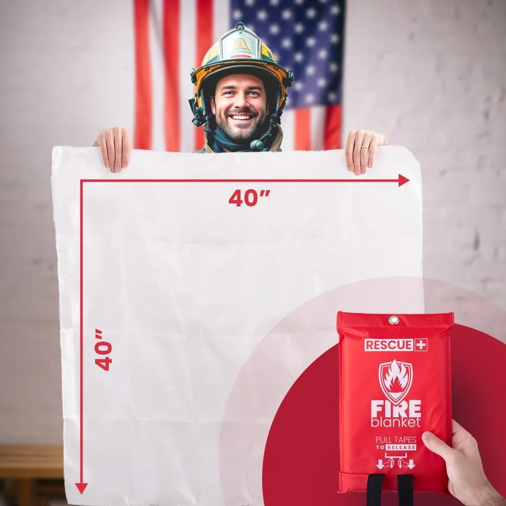 Emergency Fire Blankets  6 Pack, 40 x 40 Fiberglass Flame Retardant Safety Blanket for Home, Kitchen, Workplace, Travel, Camping, and Car Emergencies