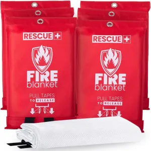 Emergency Fire Blankets  6 Pack, 40 x 40 Fiberglass Flame Retardant Safety Blanket for Home, Kitchen, Workplace, Travel, Camping, and Car Emergencies