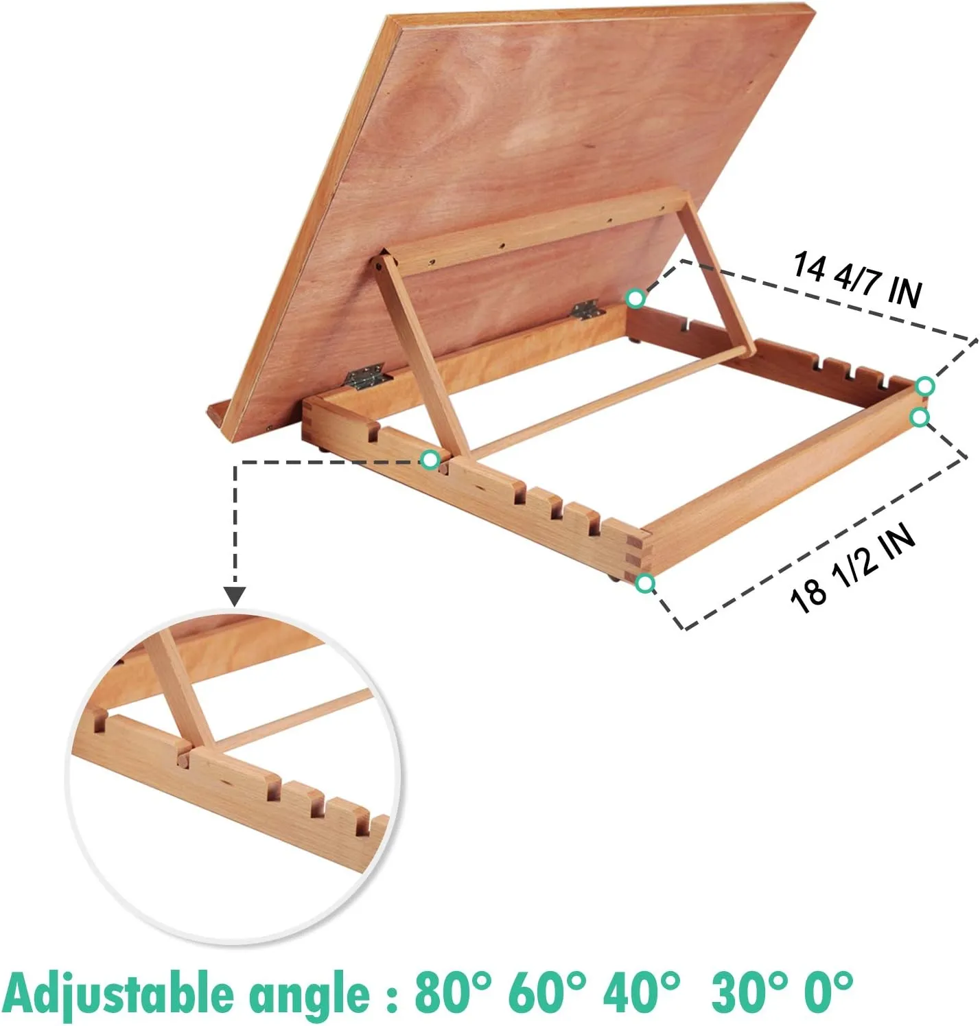 Falling in Art Large 5-Position Wood Drafting Table Easel Drawing and Sketching Board, 23 2/9 Inches by 16 1/2 Inches