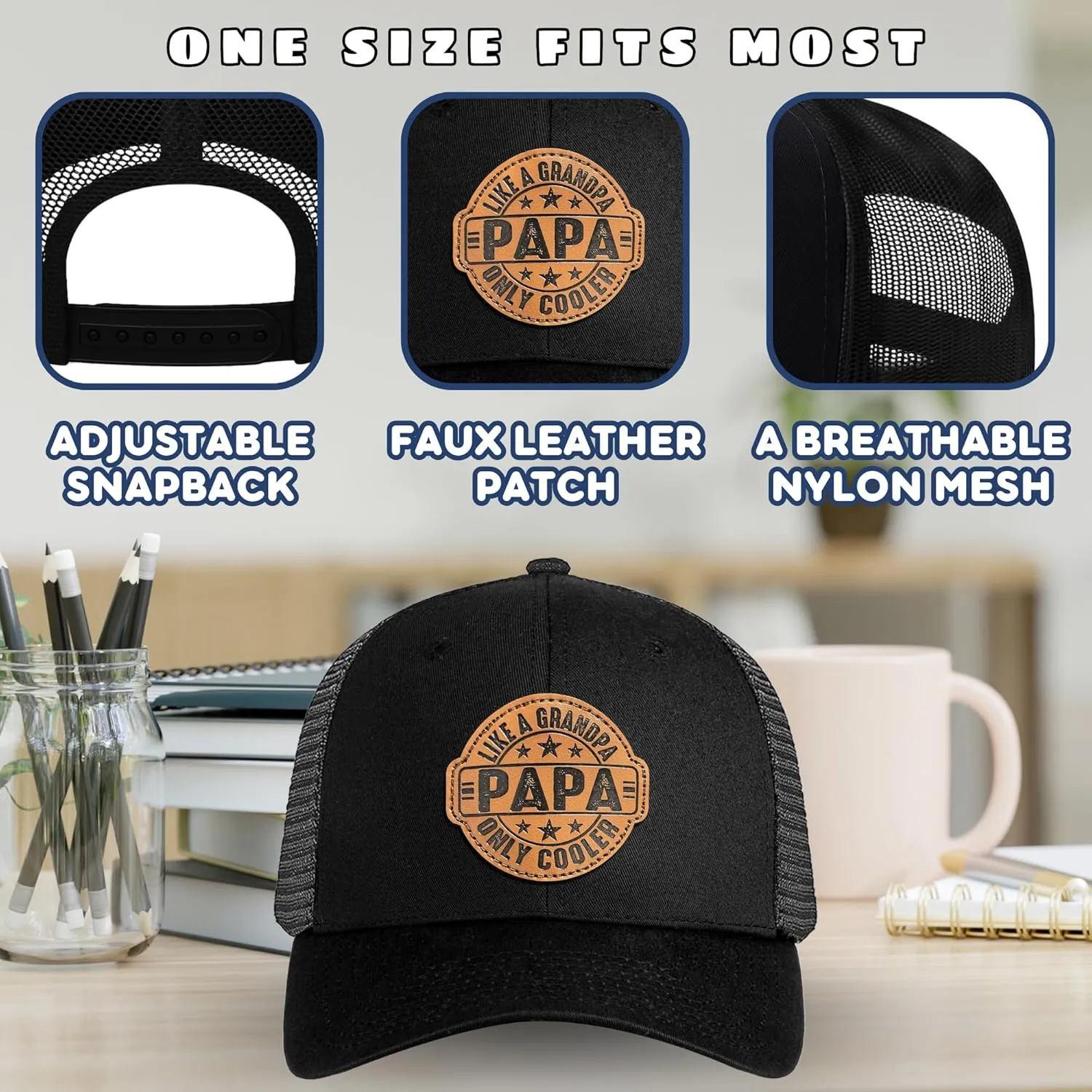 Fathers Day Hat from Daughter, Son, Kids - Dad Hats for Men for Dad, Grandpa, Papa - Trucker Hat