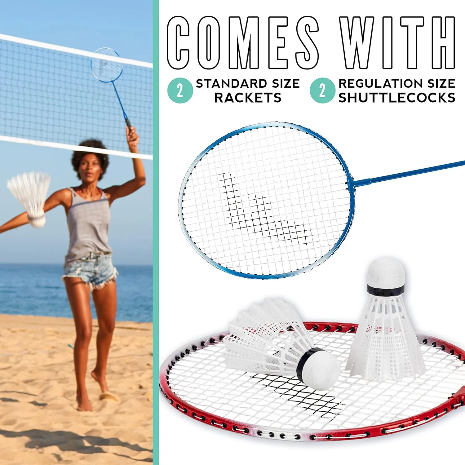 Franklin Sports Badminton Racket   Birdie Set - Replacement Badminton Equipment for Kids   Adults - 2 Player - 4 Player Badminton Racket Sets