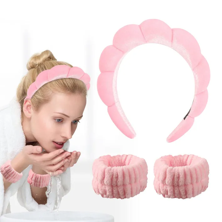 Headband & Wrist Band Pink Set of 3