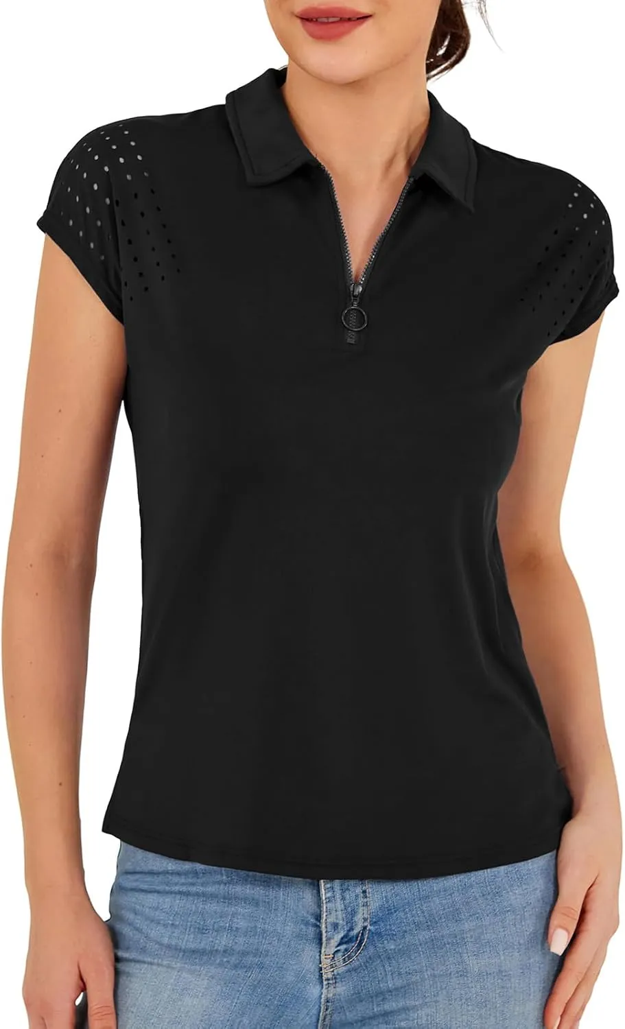 JACK SMITH Womens Golf Shirts Short Sleeve Dry Fit Tennis Polo Shirt UPF50 Lightweight Workout Tops for Women
