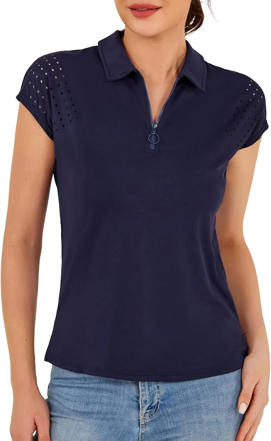 JACK SMITH Womens Golf Shirts Short Sleeve Dry Fit Tennis Polo Shirt UPF50 Lightweight Workout Tops for Women
