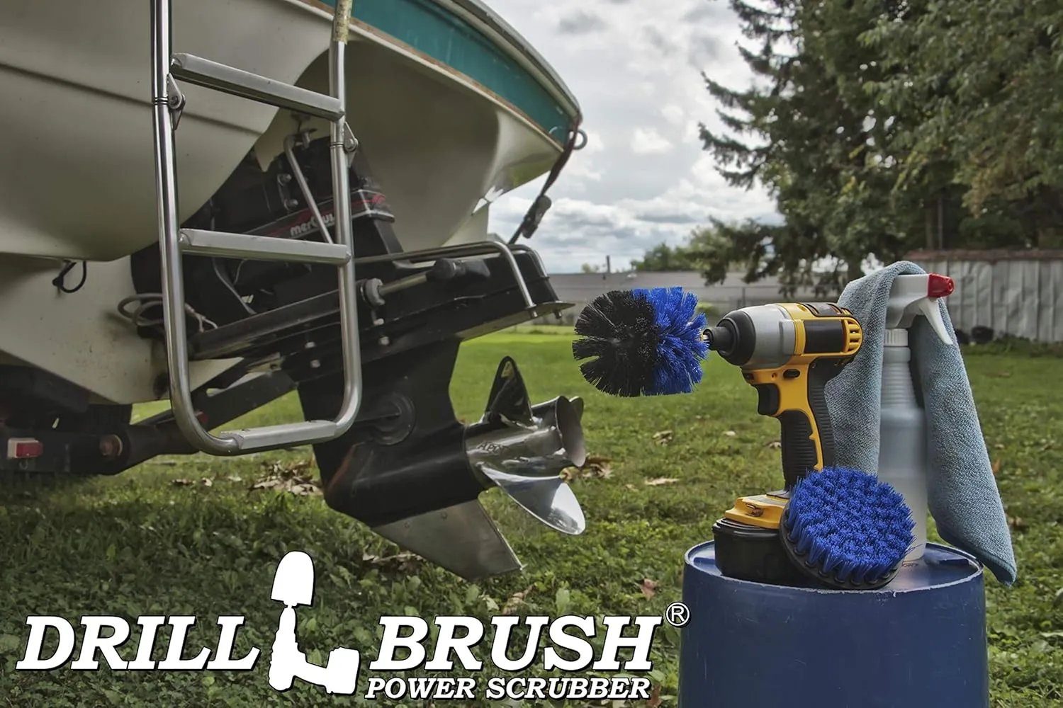 Marine Cleaning Brush Set - Boat Scrubbing Accessories - Aquatic Cleaning Brushes - Hull Cleaner Brush Tool Kit - Spinning Drill Powered Scrubbing Kit - Barnacles Blasting Brushes - Tank Cleaner