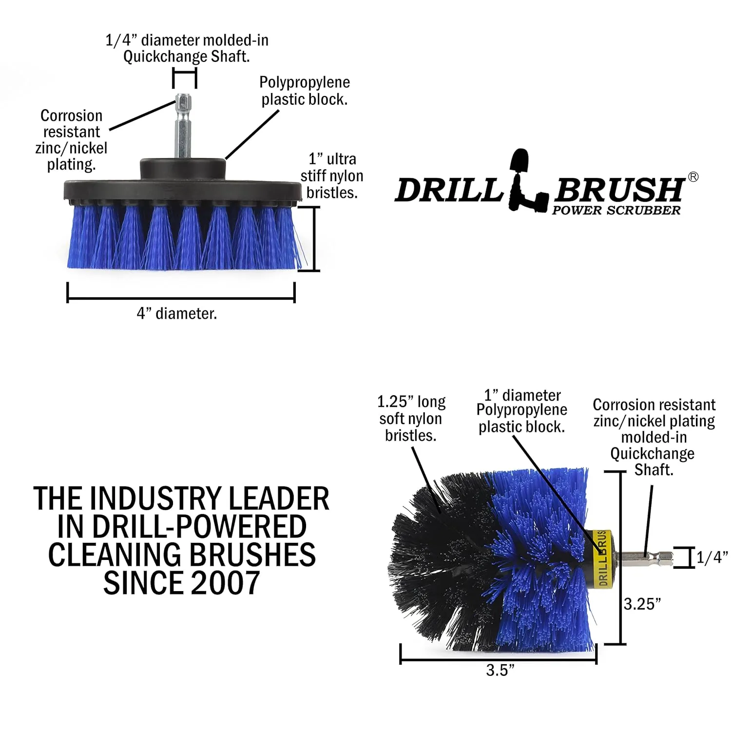 Marine Cleaning Brush Set - Boat Scrubbing Accessories - Aquatic Cleaning Brushes - Hull Cleaner Brush Tool Kit - Spinning Drill Powered Scrubbing Kit - Barnacles Blasting Brushes - Tank Cleaner
