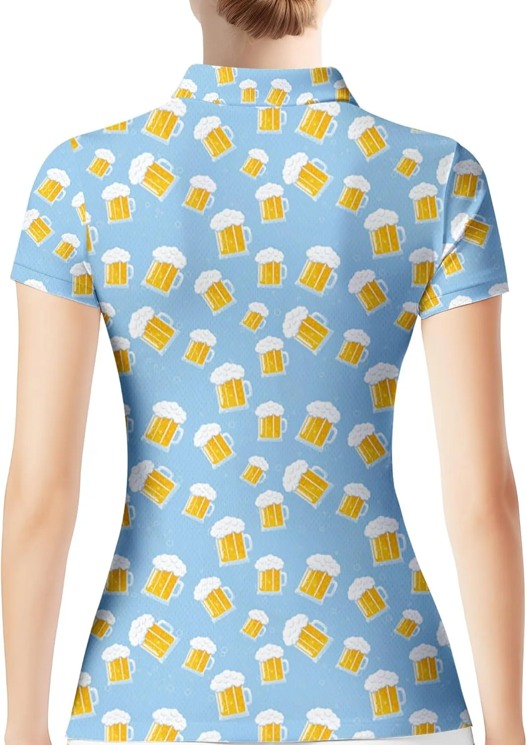 PAGYMO Funny Golf Shirts for Women Print Crazy Pattern Cute Novelty Short Sleeve Moisture Wicking Tennis Polo Shirt