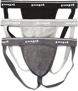 papi Men's 3-Pack Jockstrap, Athletic Supporter, Breathable Male Workout Underwear