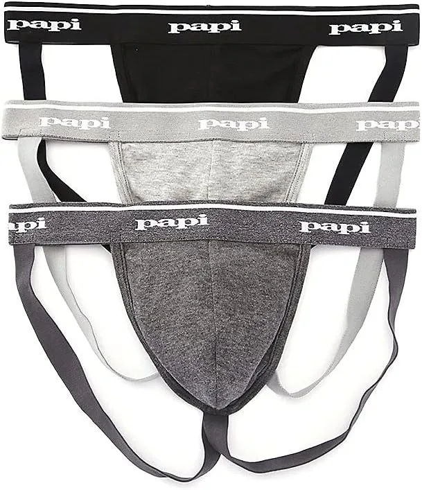 papi Men's 3-Pack Jockstrap, Athletic Supporter, Breathable Male Workout Underwear