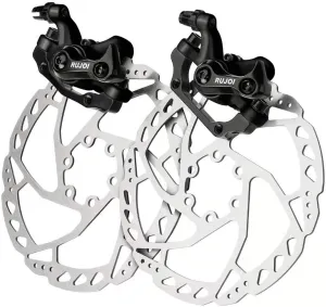 RUJOI Bike Disc Brake Kit, Aluminum Front and Rear Caliper, 160mm Rotor, Mechanic Tool-Free Pad Adjuster for Road Bike, Mountain Bike 