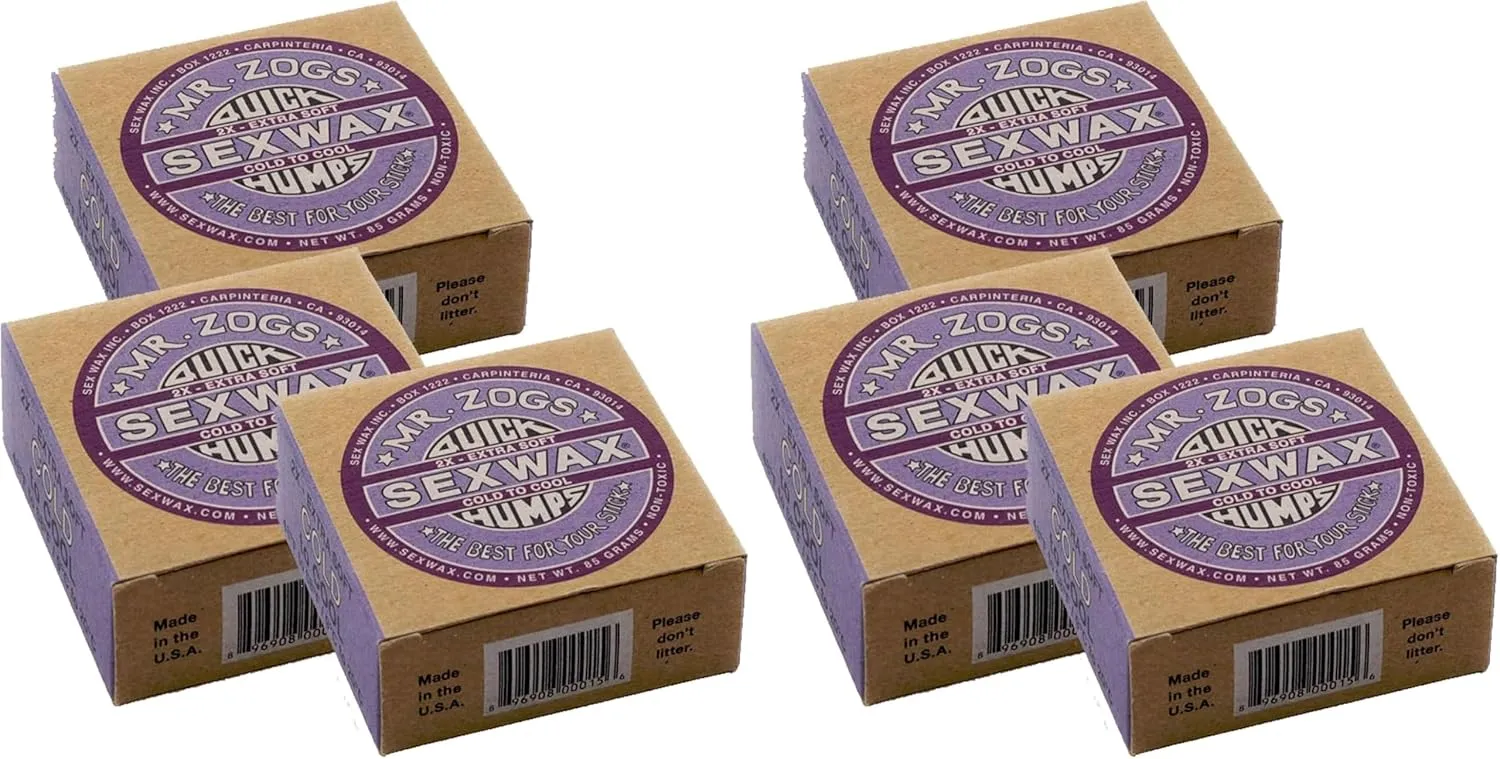 Sex Wax Quick Humps Surfboard Wax, 2X Extra Soft, Cold to Cool 48-68F, Coconut Scent, 6 Pack