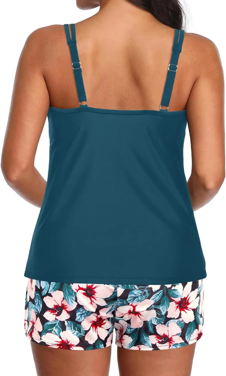 Tempt Me Two Piece Tankini Swimsuits for Women Tummy Control Bathing Suit with Shorts Athletic Two Side Pockets Swimwear