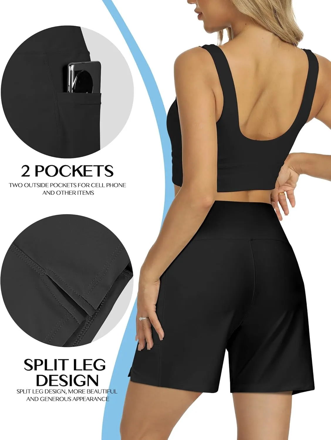 Women's 4" High-Waisted Swim Board Shorts with Liner and Pockets  Quick-Dry Beach & Swimming Shorts