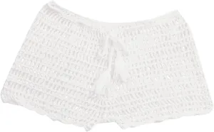 Women's Crochet Cover Up Shorts Hollow Out Knit Bathing Suit Crochet Beach Shorts Coverup Bottom